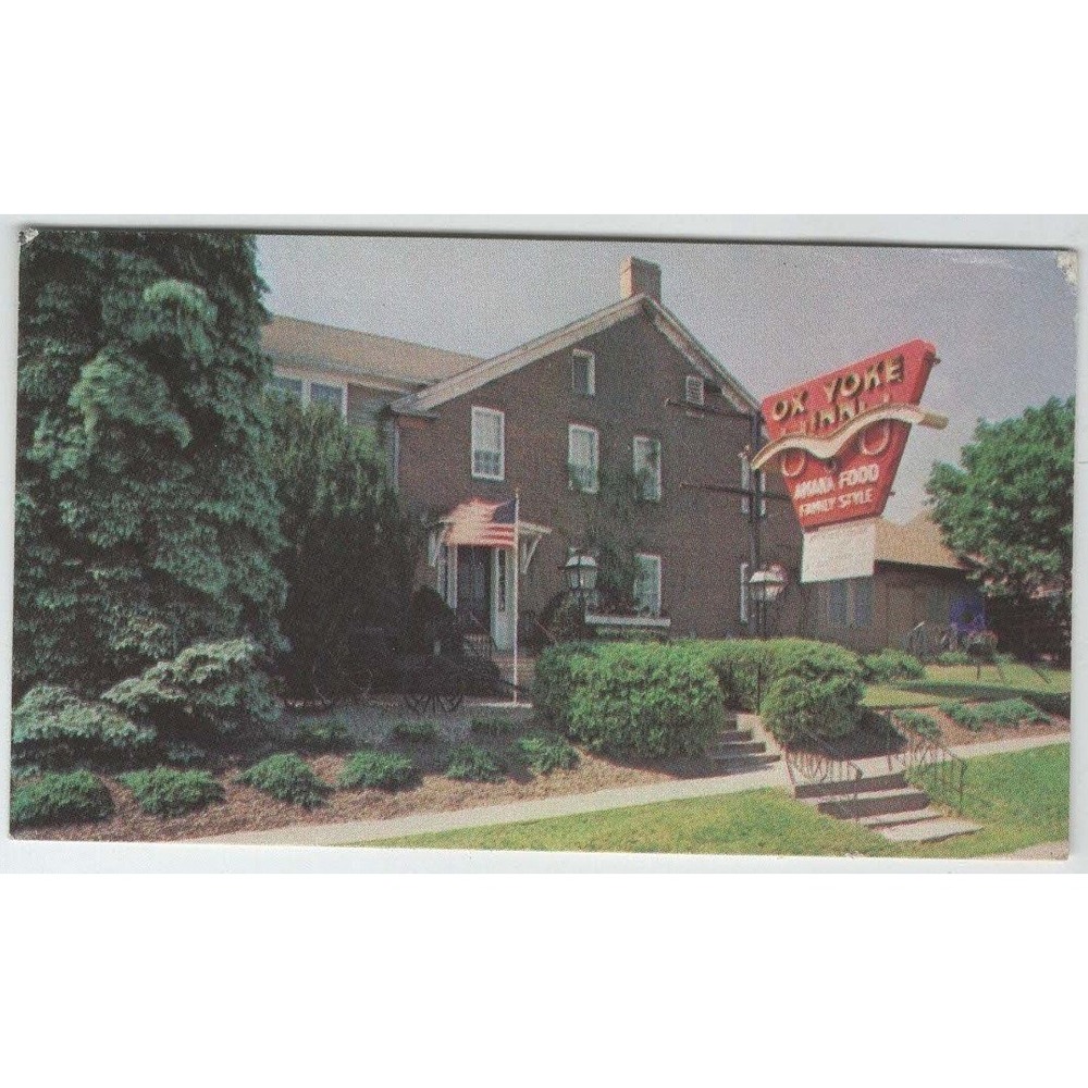 Vintage Ox Yoke Inn Amana Iowa Restaurant Postcard Neon Sign Photo